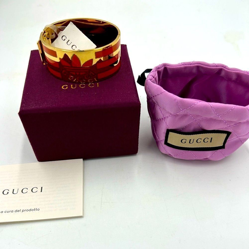 Women’s Gucci X Adidas gold/orange cuff bracelet made in Italy - Picture 2 of 8
